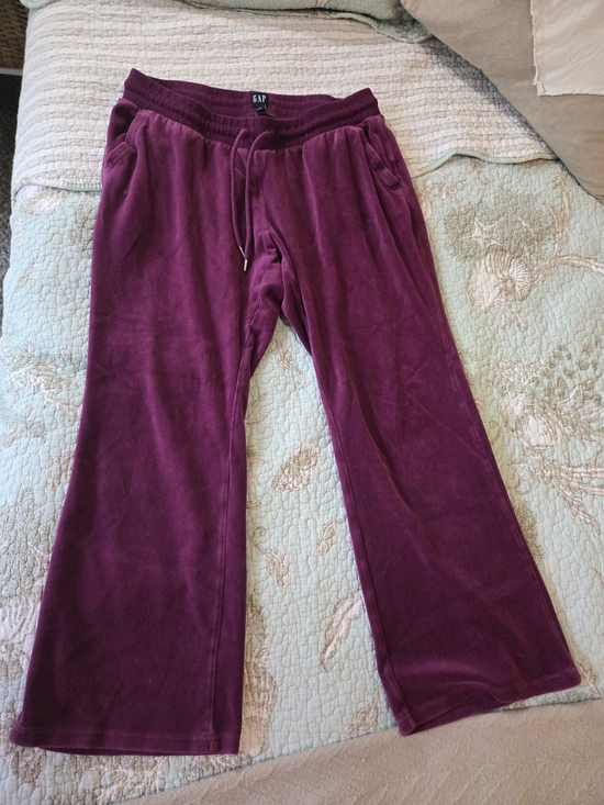 GAP Pants - GAP Velour Drawstring Lounge Pants - Berry Plum L Petite